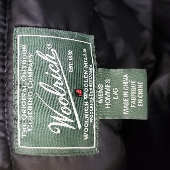 Woolrich puffer jacket mens large black wool insulated casual - Picture 9 of 9